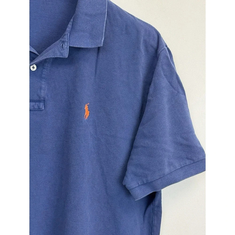 Polo Ralph Lauren Mens Size L Polo Shirt‎ Blue, Orange Pony Logo Classic Fit